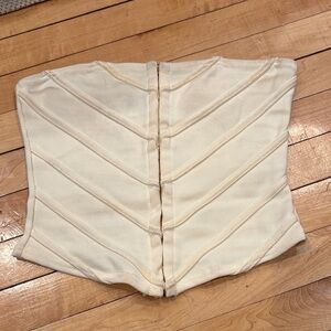 Prettylittlething hook and eye strapless corset bandage top size 6 in cream